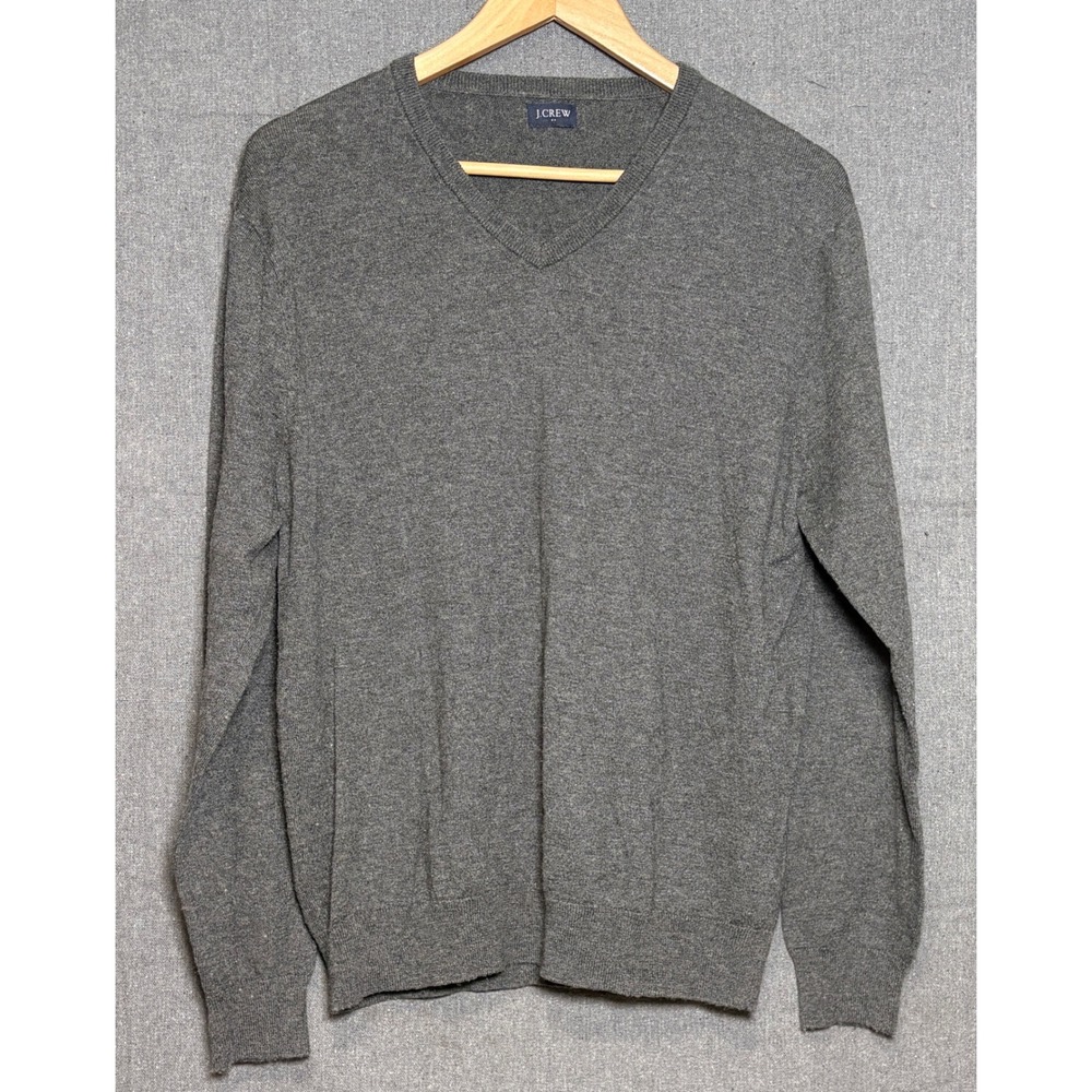 J.Crew Mens V-Neck Sweater Gray Cotton Merino Wool Blend Sz XL J7100‎ HO19